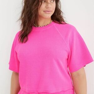 aerie Short Sleeve Thermal Tee in Hot Pink